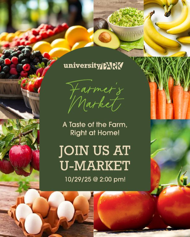 Swing by the UPark Farmer's Market for fresh produce and local goodies! \ud83e\udd55\ud83c\udf6f A perfect way to enjoy the season without leaving home. \ud83c\udf3f\n\n