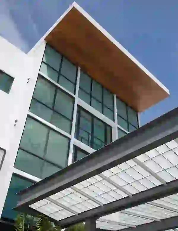 Upward facing view of University Park entrance