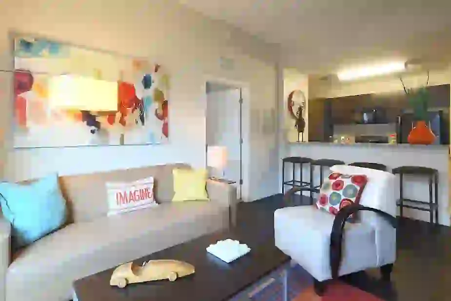 Living Room and Kitchen of Student Apartment at University Park