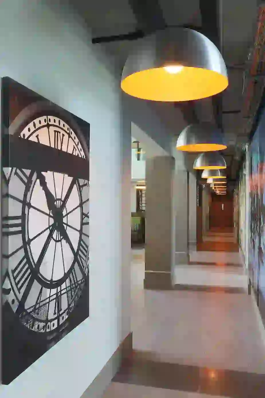Unique lighting in hallway of community